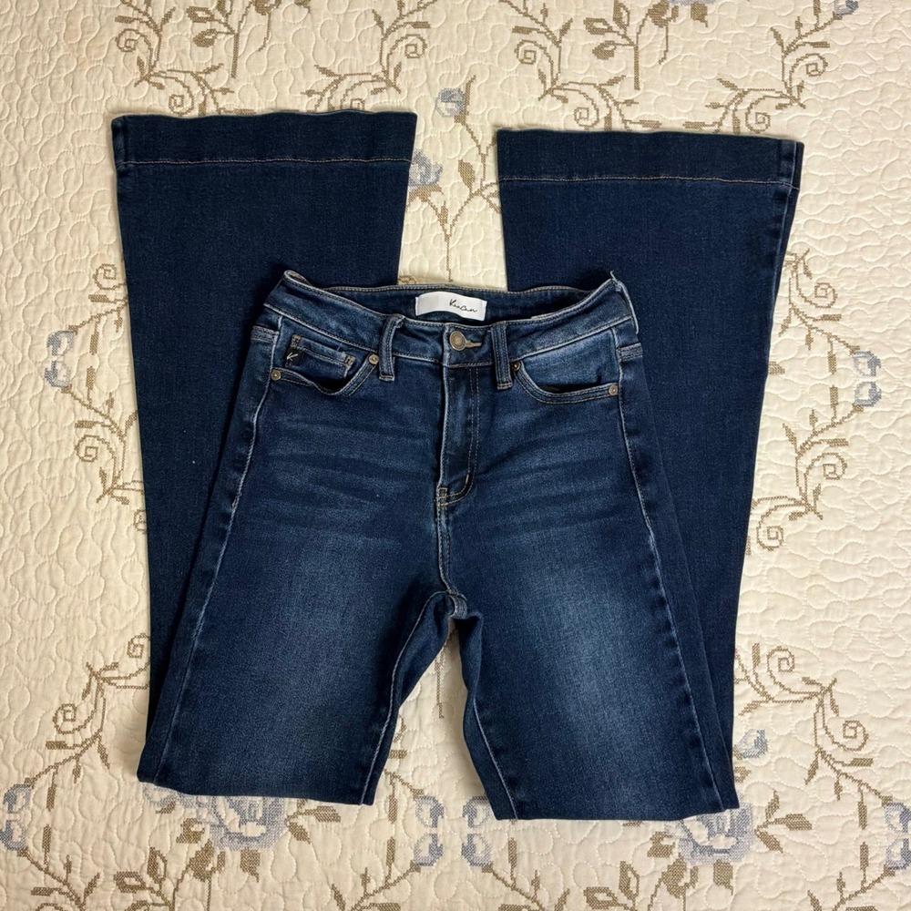 KanCan Flare Jeans Womens 5/26 Blue Excellent High Rise Dark Wash KC7124D